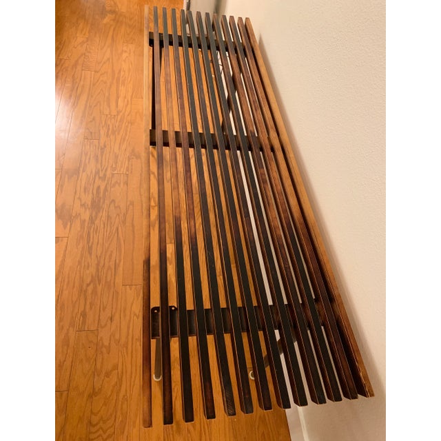 Coffee Mid Century Modern Wood Slat Bench From Nasco Yugoslavia For Sale - Image 8 of 13