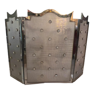 Modern Stainless Steel Mesh Floral Fireplace Fire Screen