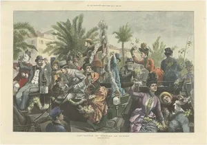 Hopkins, Illustration of the Battle of Flowers at Cannes, 1889, Print