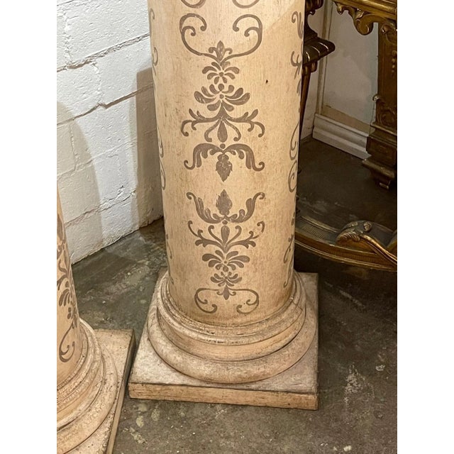 Traditional Mid 20th Century Italian Painted Wood Pedestals - a Pair For Sale - Image 3 of 8