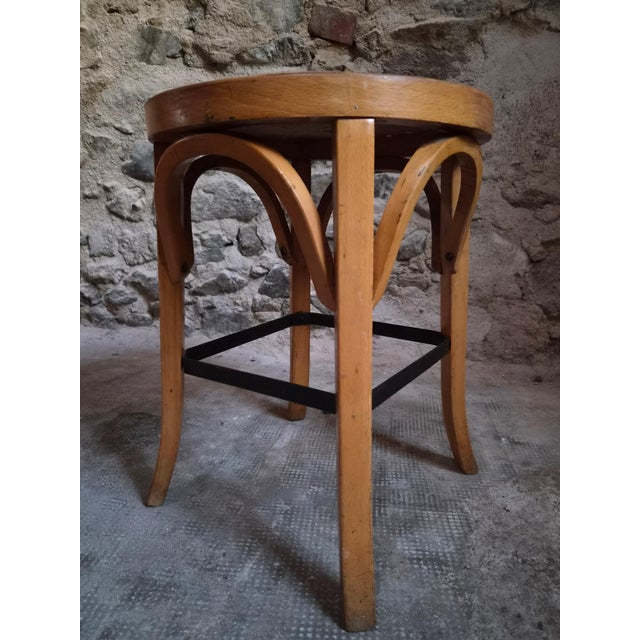 Vintage Baumann Bistro Chairs and Ottoman, France, 1950s, Set of 5 For Sale - Image 8 of 18