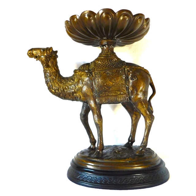 Large Vintage Bronze Figural Camel Sculpture Figurine Centerpiece 25lbs! For Sale - Image 4 of 13