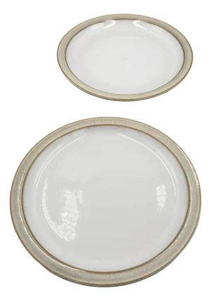 Denby Stoneware Linen Medium Salad Plates 2pc Set Made in England