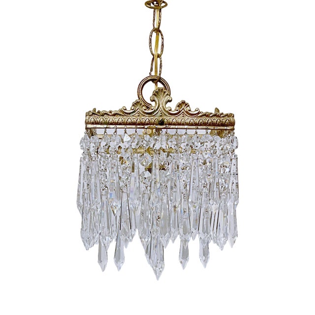 1920's Italian Brass Rim Chandelier For Sale