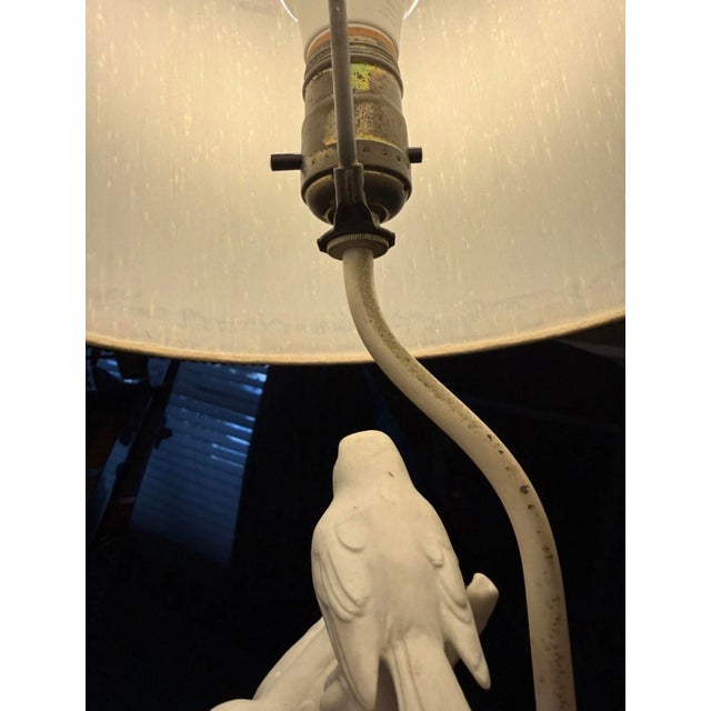 Paul Hanson Vintage Blanc De Chine Porcelain Figural Bird Table Lamp With Shade For Sale - Image 4 of 12