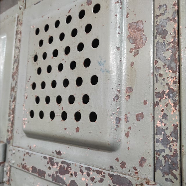 Metal Vintage Industrial Metal 4-Door Locker For Sale - Image 7 of 11