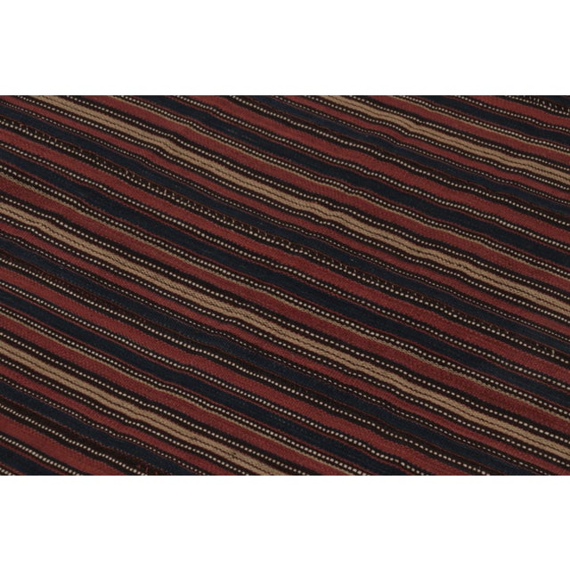 1950s Vintage Persian Kilim, Square Rug With Brick and Navy Blue Stripes - Rug & Kilim For Sale - Image 5 of 7