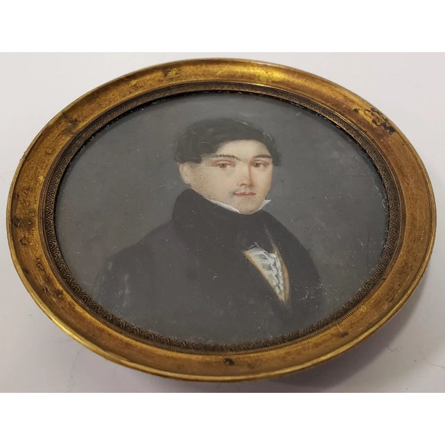 Mid 19th Century 19th Century Miniature Portrait of a Handsome Young Man For Sale - Image 5 of 5