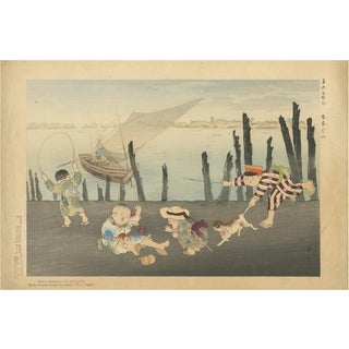 Yamamoto Shōun, Children at Play, 1907, Woodblock Print For Sale