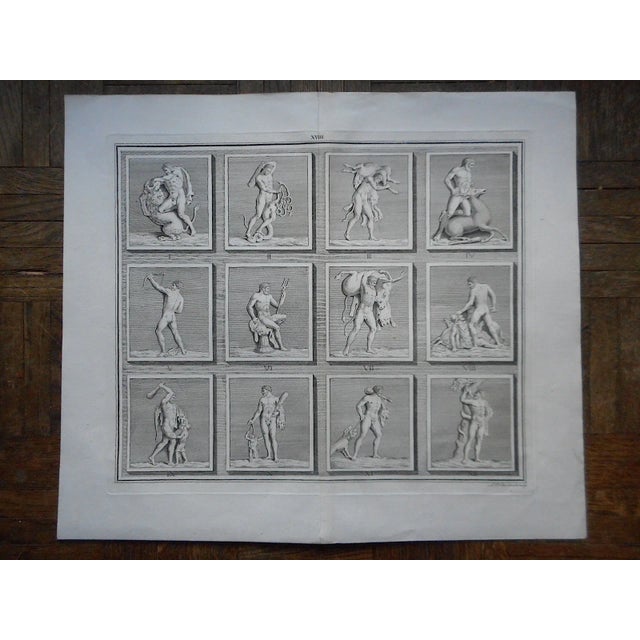 This 18th century copperplate engraving depicts 12 images of hunter and prey. It was printed on handmade "laid" paper in...