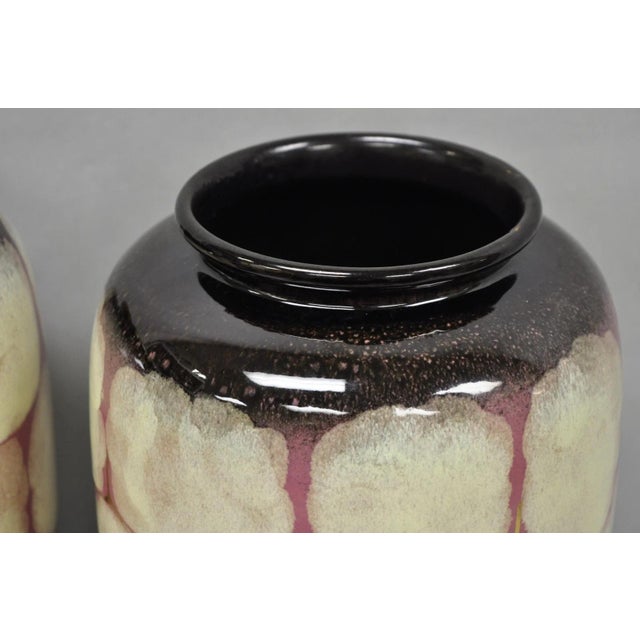 Brown Mid Century Modern Carstens Tönnieshof Tortoise Shell 15" Pottery Vase - A Pair For Sale - Image 8 of 14