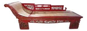 Vintage Chinoiserie Red Lacquer Princess Daybed 90" W