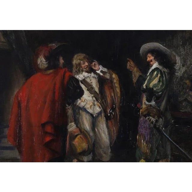 1920s Frank Moss Bennett, Three Cavaliers, 1929, Antique Oil on Panel, Framed For Sale - Image 5 of 15