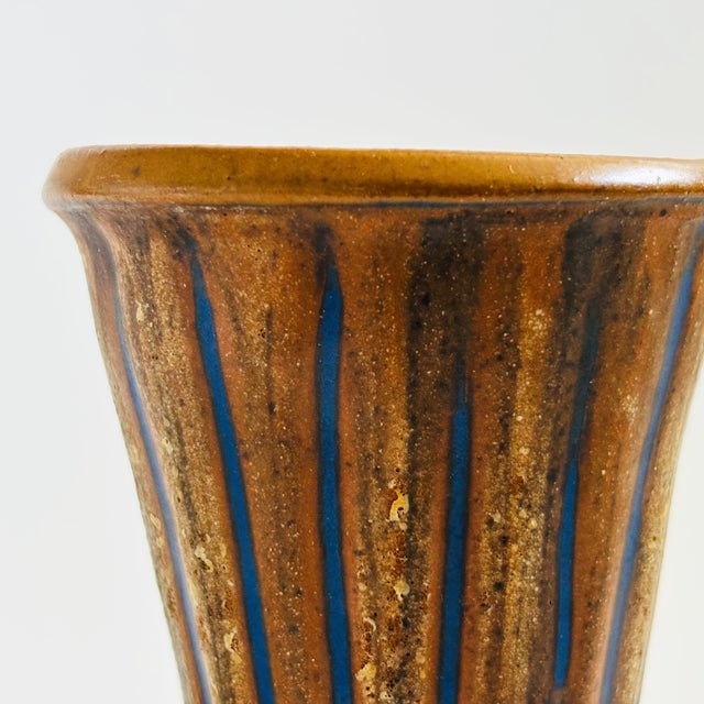 Contemporary Blue Striped Studio Pottery Cup For Sale - Image 3 of 8