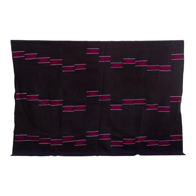 Vintage Burgundy Ghanian Kente Throw For Sale