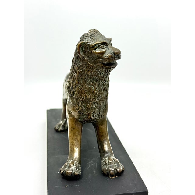 Black Antique Medieval Bronze Sculpture of a Lion For Sale - Image 8 of 18