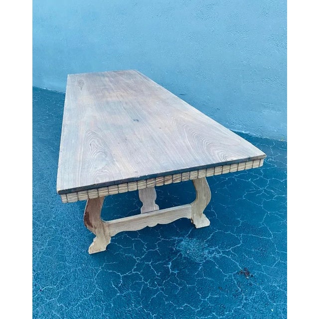 Wood Monumental French Provincial Bleach Walnut Farmhouse Dining Table For Sale - Image 7 of 11