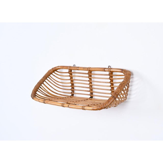 Mid-Century Wall Shelf in Rattan and Bamboo by Franco Albini, Italy, 1960s For Sale - Image 13 of 17