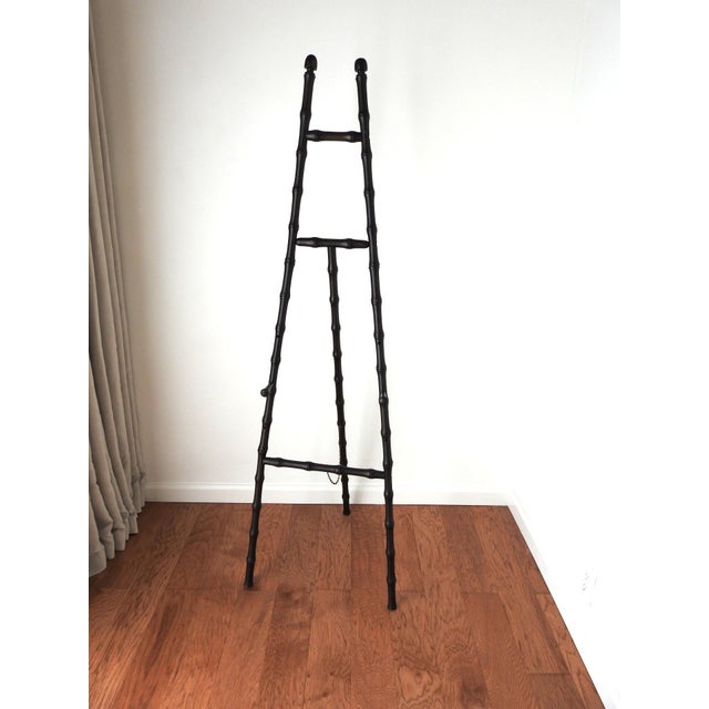 Traditional Faux Bamboo Floor Easel Display Stand Foldable Wood Easel Dark Brown Finish For Sale - Image 3 of 14