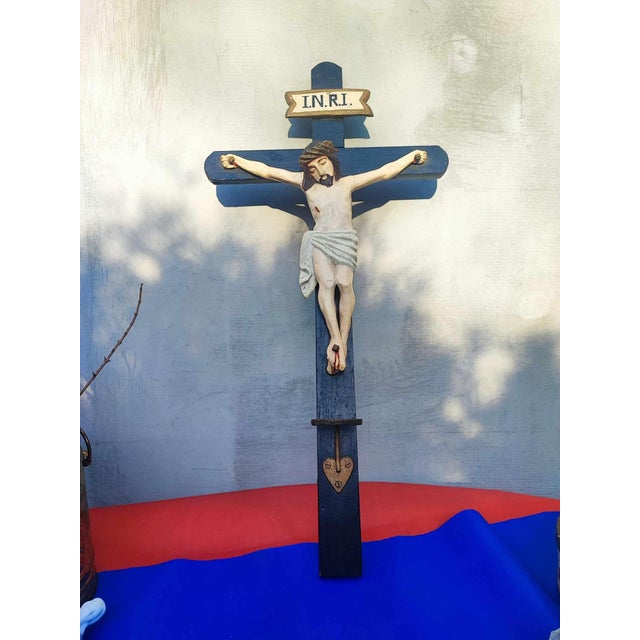 Wooden Cross of Saint Jesus, 1890s For Sale - Image 12 of 12