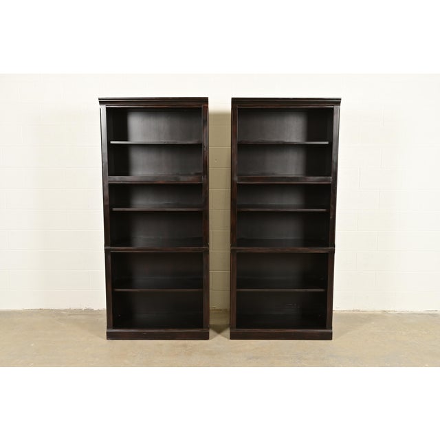 A gorgeous pair of Arts & Crafts or Shaker style tall bookcases or display cabinets By Ethan Allen USA, Circa Late 20th...