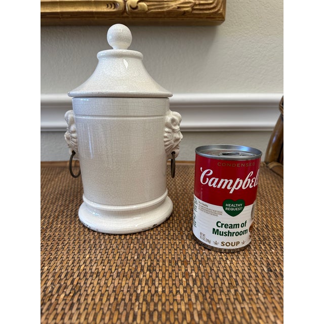Vintage Italian Rustic Ceramic Ginger Jar With Lid and Lionheads For Sale - Image 14 of 15