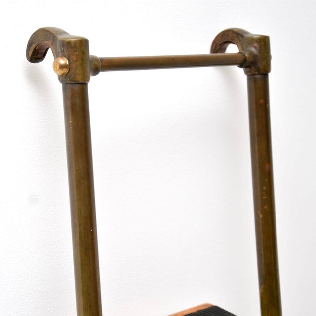 Wood Antique Victorian Brass Library Steps Ladder, 1890s For Sale - Image 7 of 11
