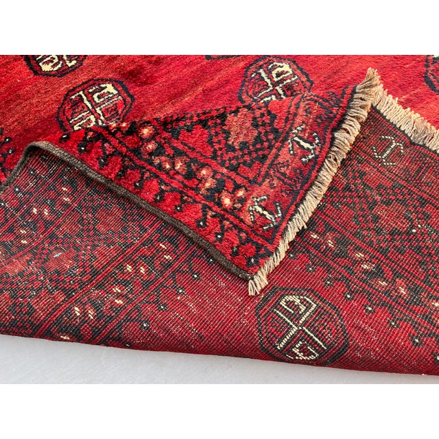 Vintage Afghan Ersari Turkmen Bokhara Rug, Abrash Red - 7'2" X 4'8" For Sale - Image 11 of 13
