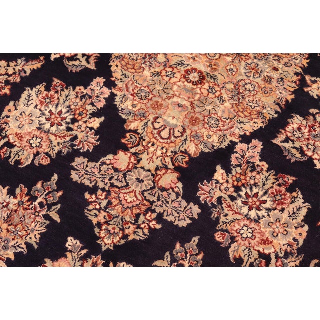 Shabby Chic Shabby Chic Medallion 1990's Pak-Persian Blue/Beige Wool Rug - 6'1'' X 9'1'' For Sale - Image 3 of 9