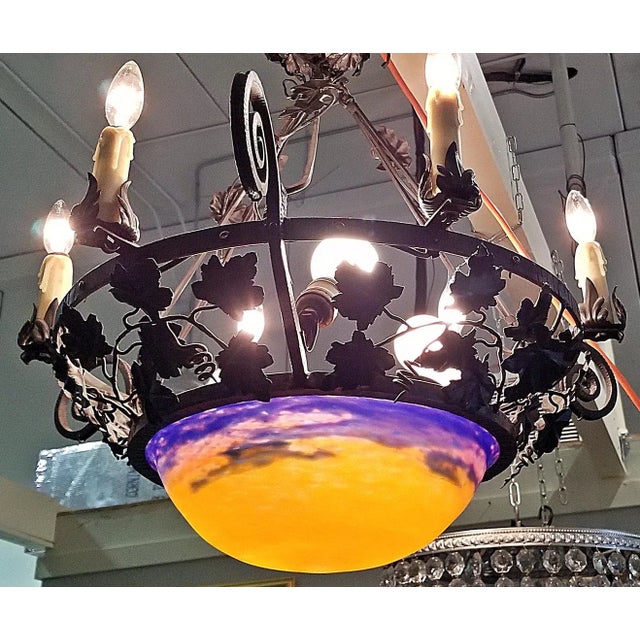Black French Muller Freres Art Glass Fixture For Sale - Image 8 of 9