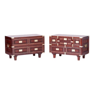 Anglo Indian Campaign Style Rosewood Chest or Nightstands - A Pair For Sale