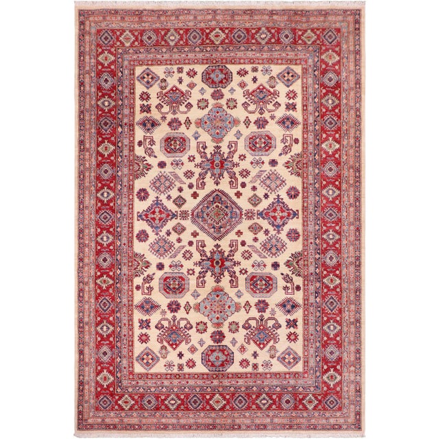 1990s 1990s Rustic Kazak Beige/Red Wool Rug - 8'1'' X 9'7'' For Sale - Image 10 of 10
