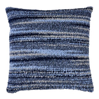 Schumacher Bensley Boucle 22" Pillow in Blue For Sale