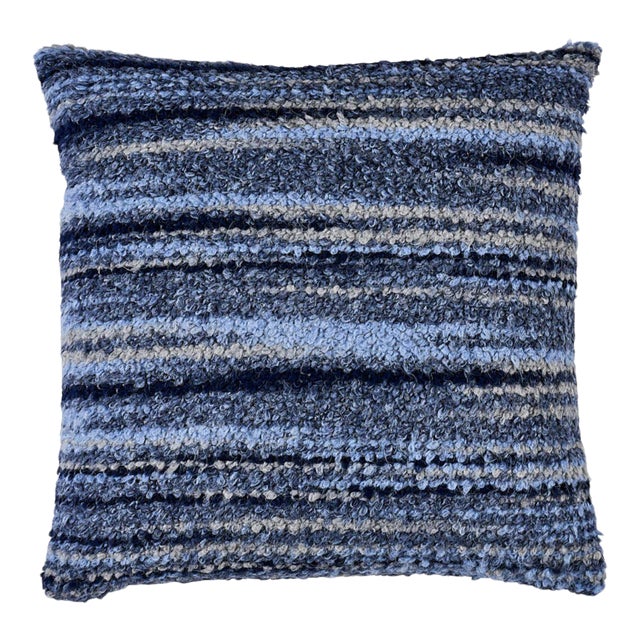 Schumacher Bensley Boucle 22" Pillow in Blue For Sale