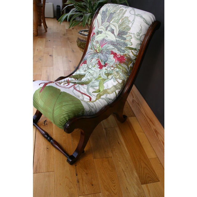 Brown Vintage Slipper Chair in Floral Upholstery by Timorous Beasties, 1980s For Sale - Image 8 of 11