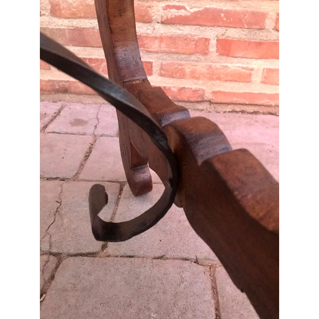Spanish Side Table in Chestnut with Carved Lyre Legs, 18th-Century For Sale - Image 13 of 15