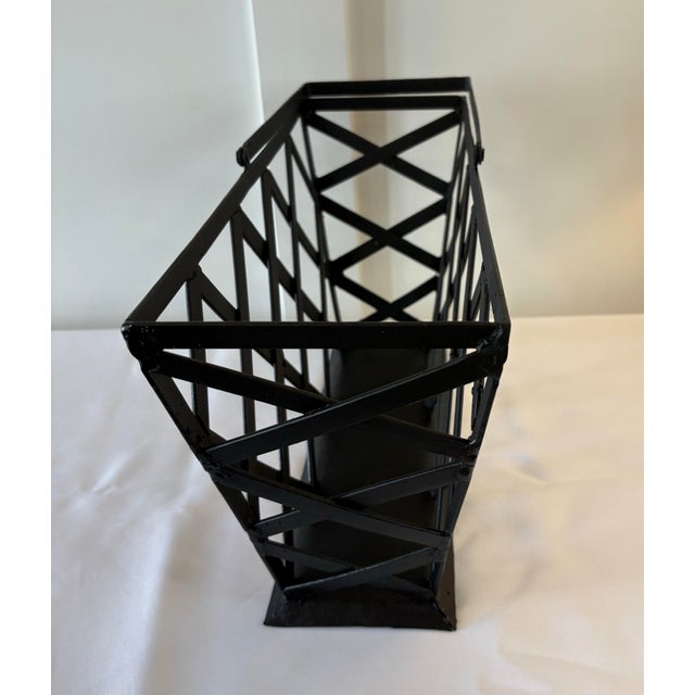 1970s Mid Century Modern Metal Magazine Rack / Log Holder For Sale - Image 4 of 12