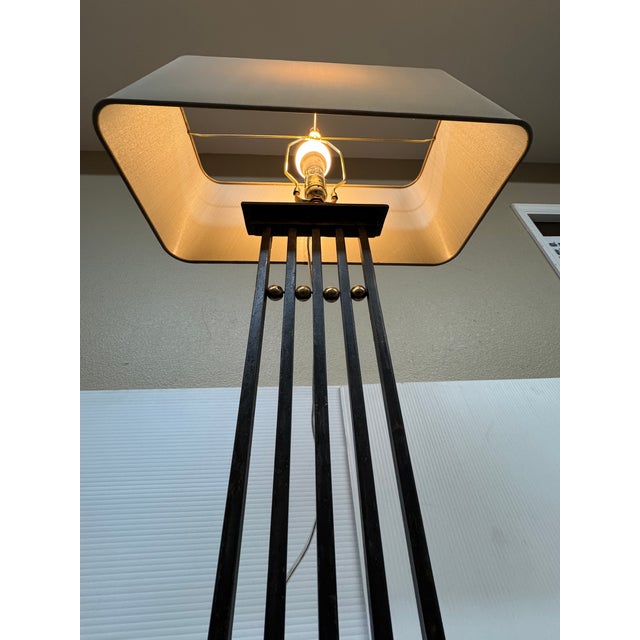 Late 20th Century Tanner Kenzie Sculpted Iron Craftsman Table Lamp For Sale - Image 9 of 12