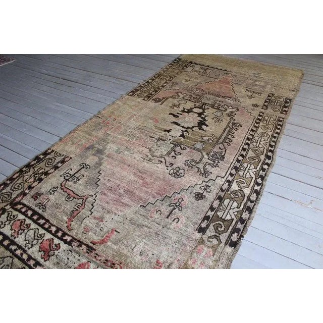Textile 1930s Hand Knotted Rustic Turkish Rug - 4'5" X 10'8" For Sale - Image 7 of 11