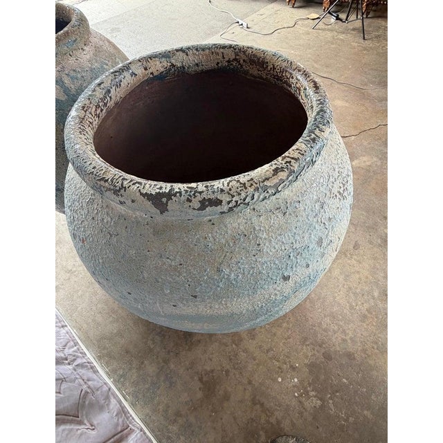 Terra Cotta Blue Urns, Garden Elements, Elegant Design For Sale - Image 12 of 17