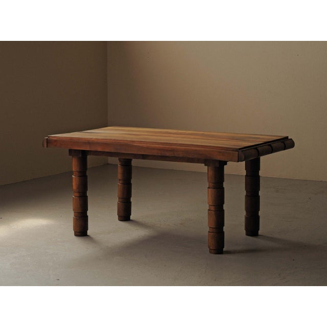 Modernist Oak and Walnut Table, France, 1940s For Sale - Image 9 of 16