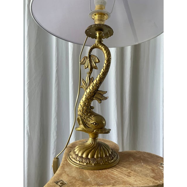 Gold Louis XV Style Gilt Bronze Dolphin Lamp, 1950s For Sale - Image 8 of 15