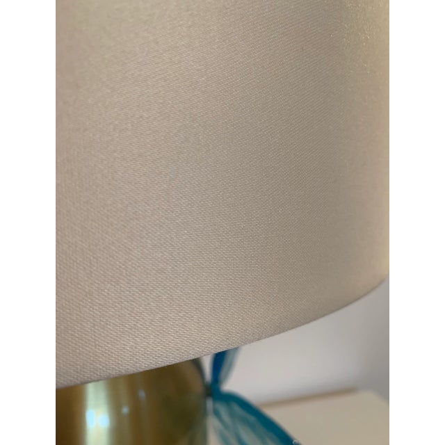Metal Contemporary Light-Blue Butterfly Murano Glass Table Lamp For Sale - Image 7 of 9