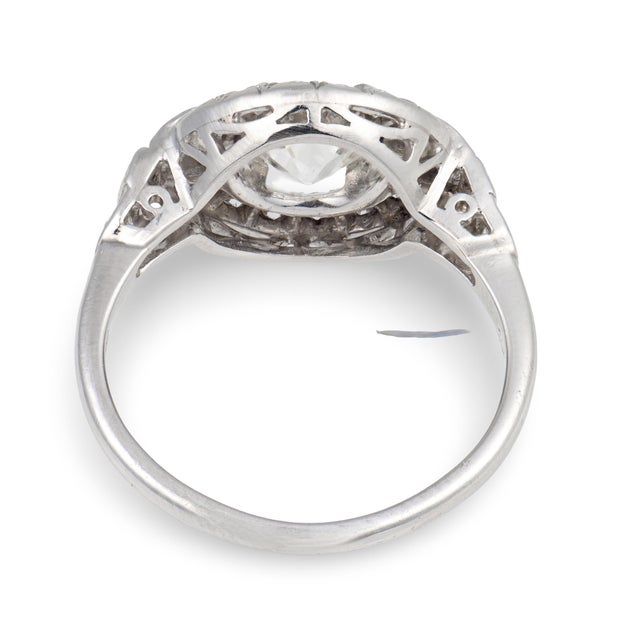 1950s Mid Century Gia 1.25 Carat Old European Cut Diamond Platinum Engagement Ring, Size 6.25 For Sale In Los Angeles - Image 6 of 8