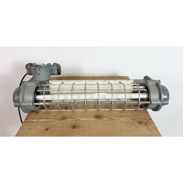 Industrial Grey Hanging Tube Light from Elektrosvit, 1970s For Sale - Image 15 of 18