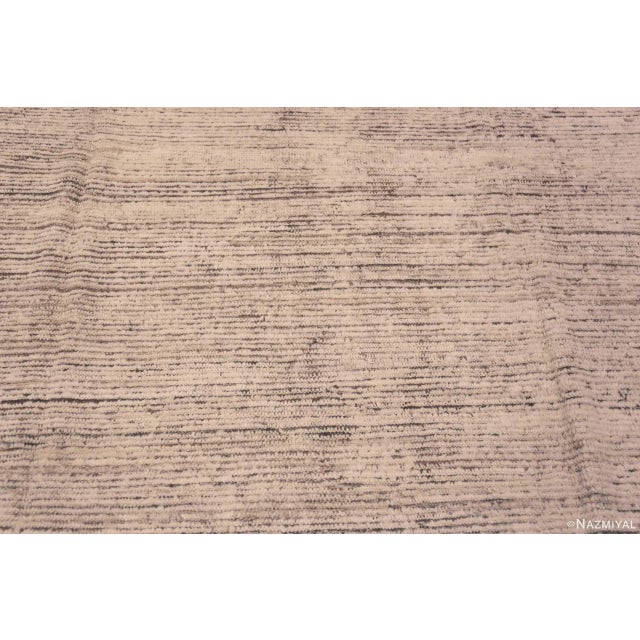 Nazmiyal Collection Cream Minimalist Modern Area Rug For Sale - Image 4 of 5