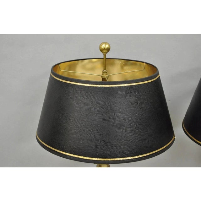 Traditional Vintage French Empire Brass & Italian Black Marble Column Table Lamps (B), Pair For Sale - Image 3 of 17