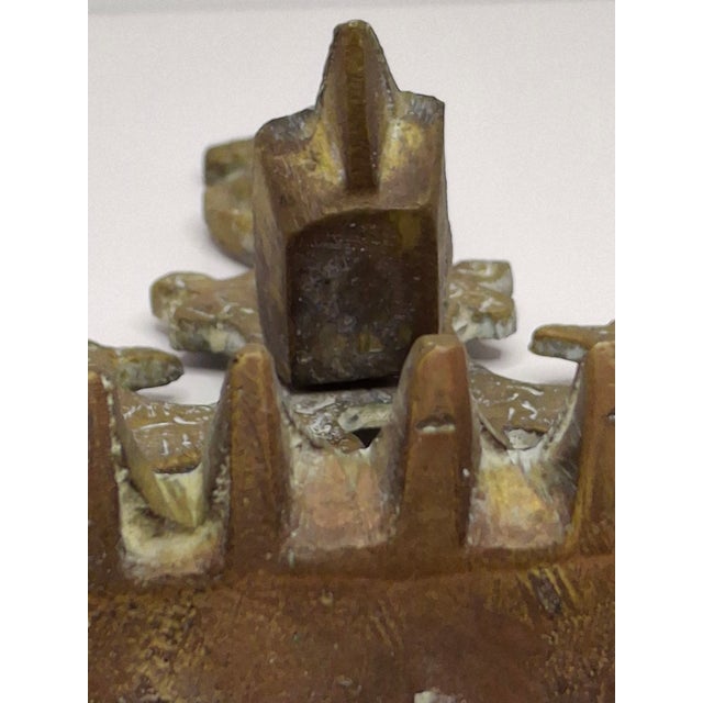 Metal Antique Moroccan Cast Brass Hanukkah Lamp Menorah 19th Century Judaica Oil Lamp For Sale - Image 7 of 18