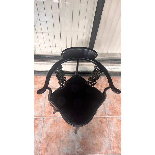 Black 1990s Asian Black Lacquered Corner Chair For Sale - Image 8 of 8