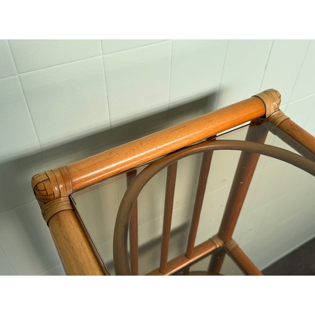 Vintage Italian Bookcase Shelf in Bamboo and Smoked Glass, 1980s For Sale - Image 9 of 12